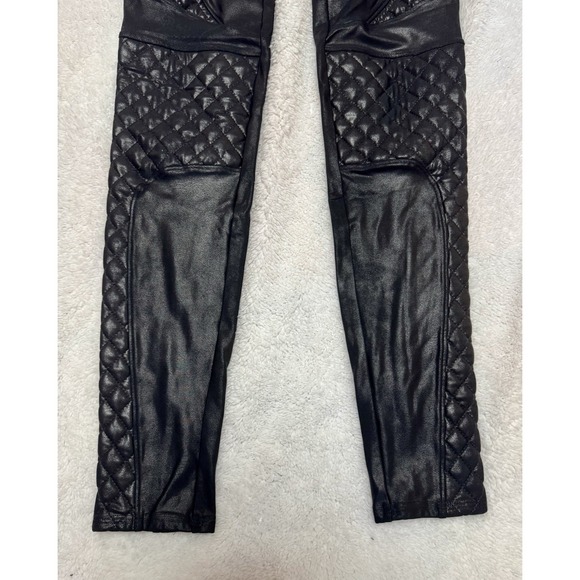 EUC! SPANX Quilted Faux Leather Shiny Moto Skinny Leggings Black Women's Sz S - Picture 5 of 9